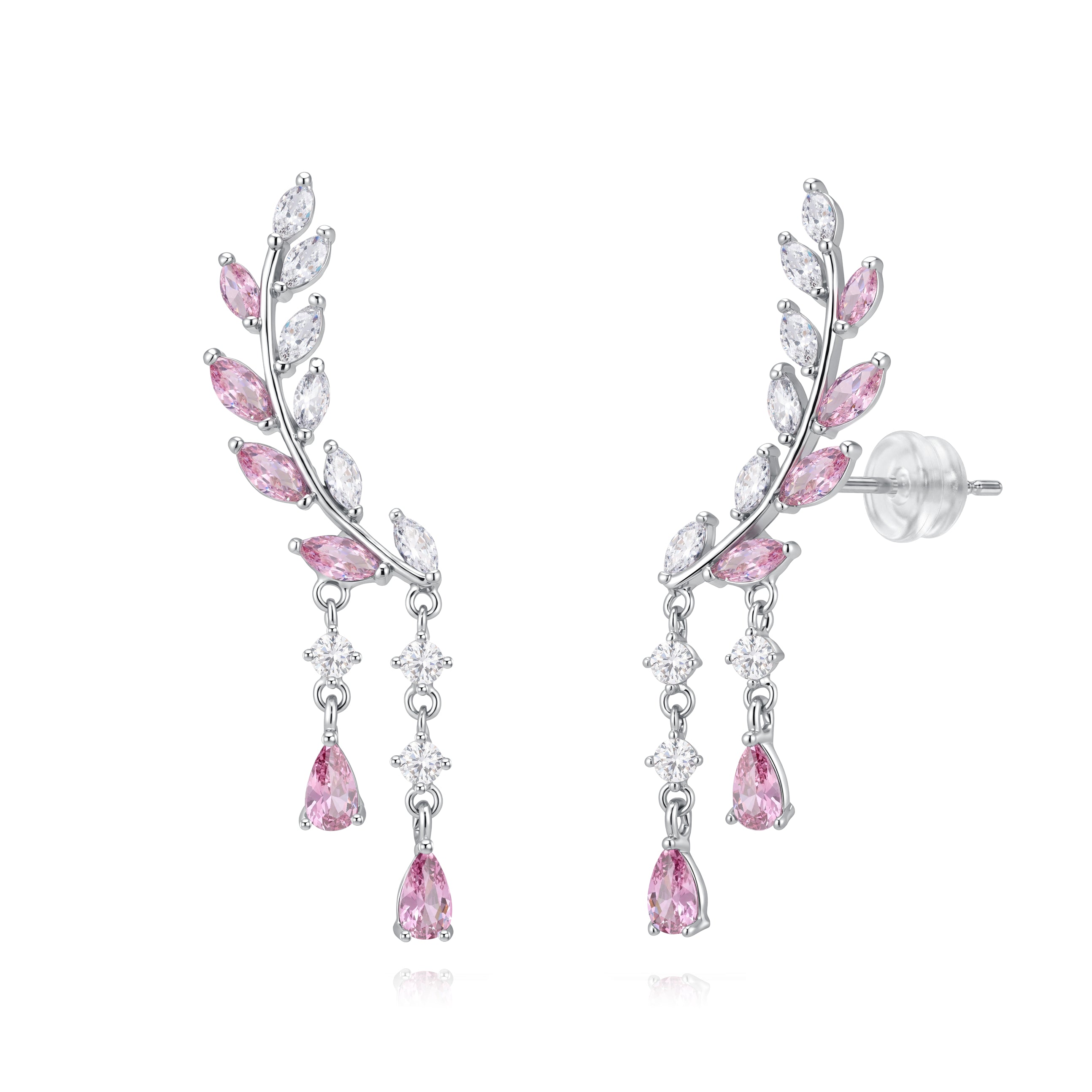 Pendientes pluma colgante circonitas.