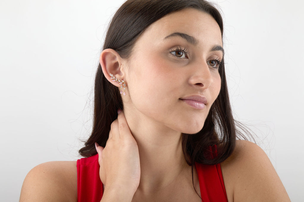 Pendientes pluma colgante circonitas.