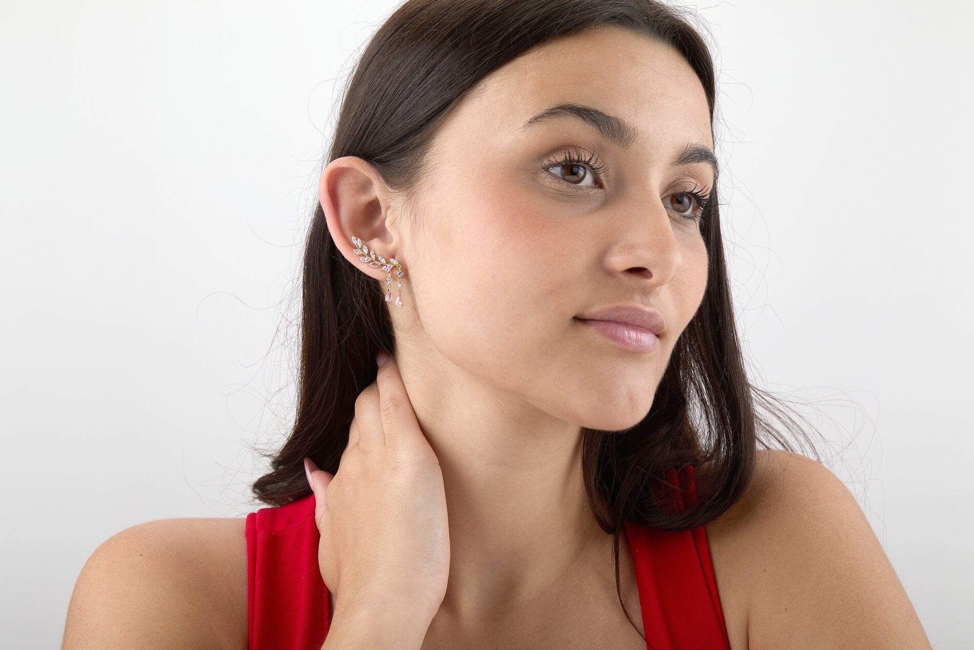 Pendientes pluma colgante circonitas.