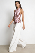 Top satinado rayas rosa