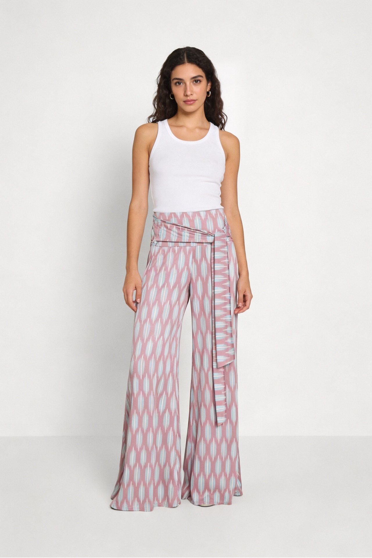 Pantalón estampado flare rosa