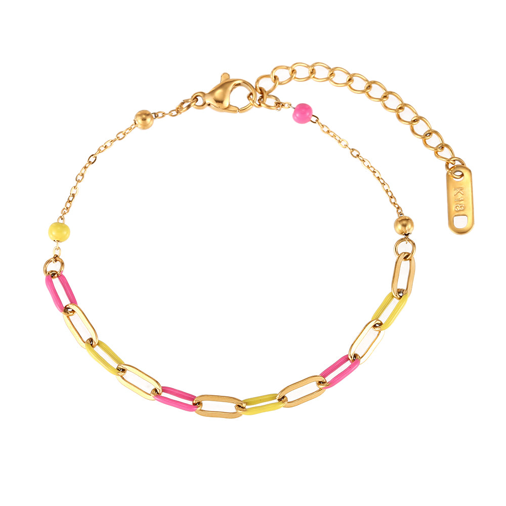 Pulsera eslabon fino rosa