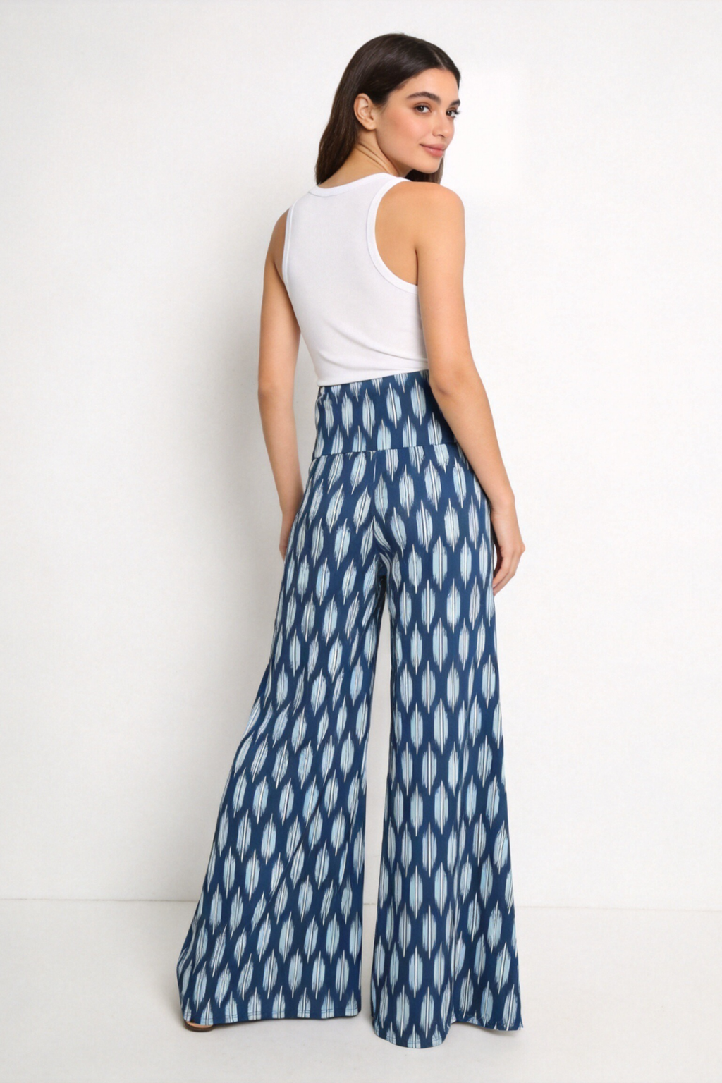Pantalon estampado flare azul