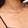 Collar eslabon fino rosa