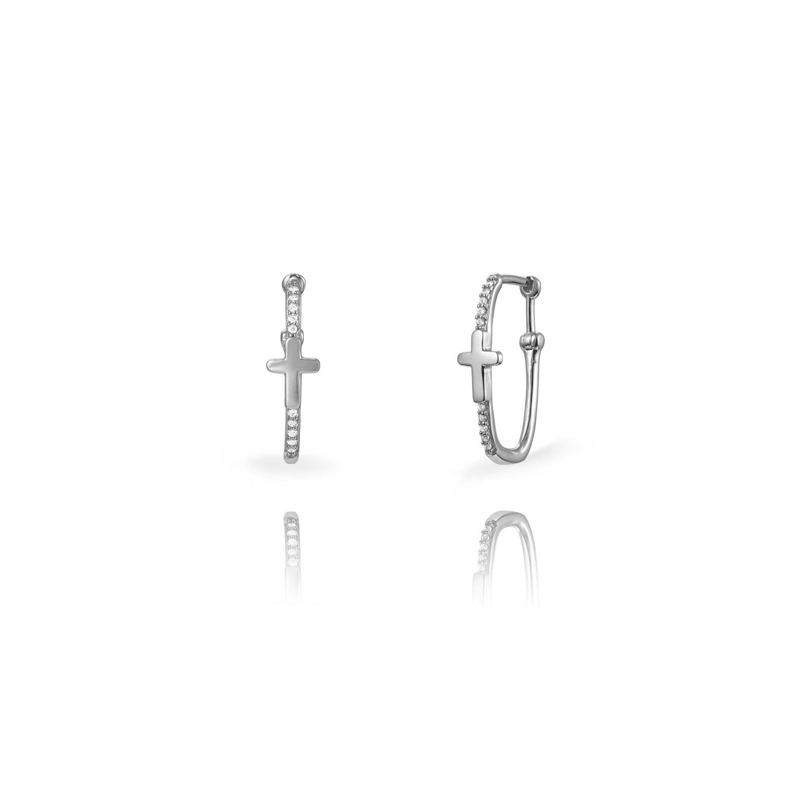 Pendientes aro rectangular cruz