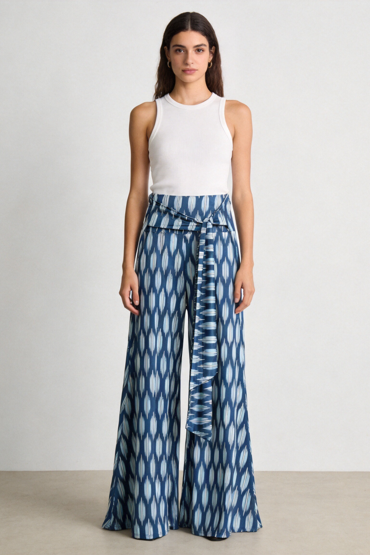 Pantalon estampado flare azul