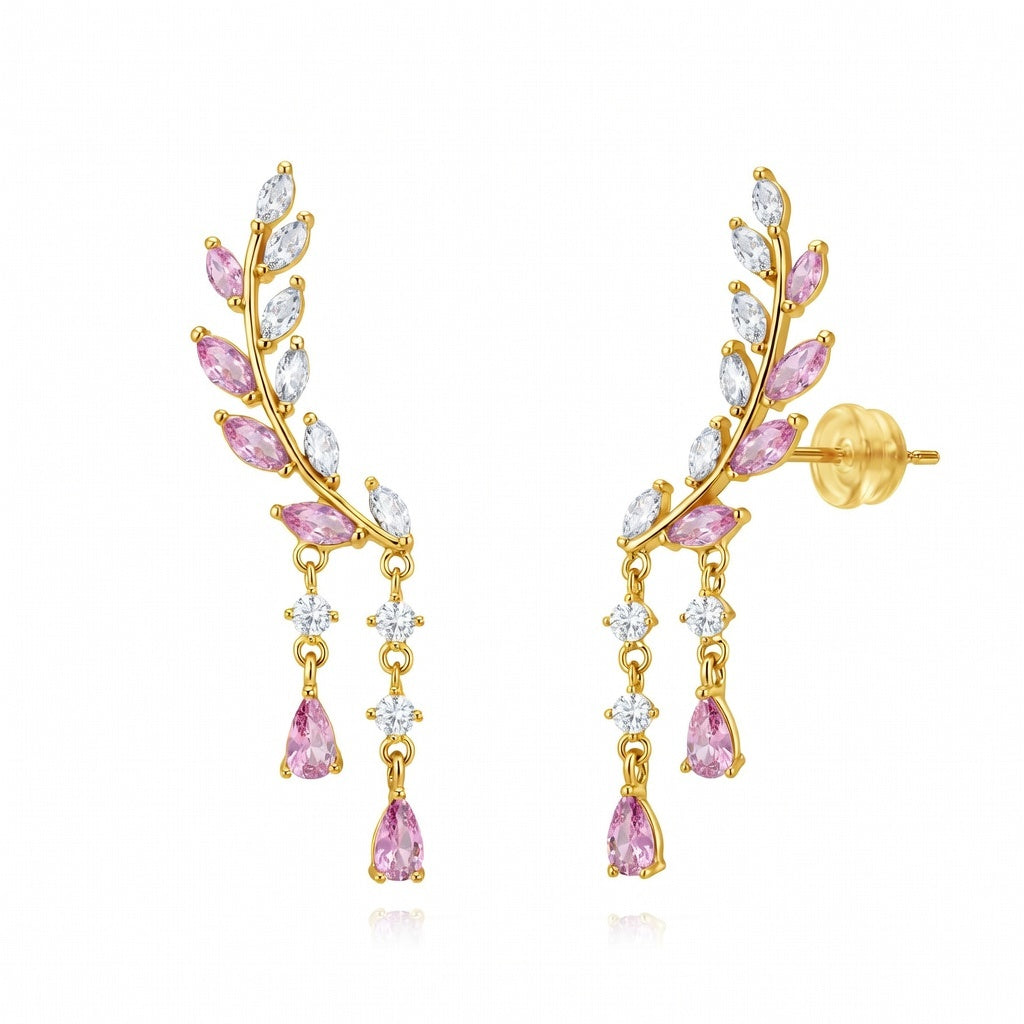 Pendientes pluma colgante circonitas.